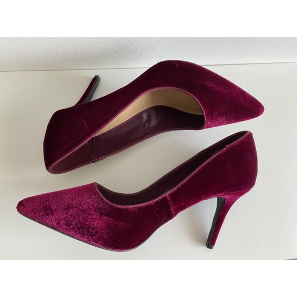 Apt 9 Womens Velvet Pumps Heels Stilettos Burgundy Deep Pink Red Size 10M - Picture 6 of 10